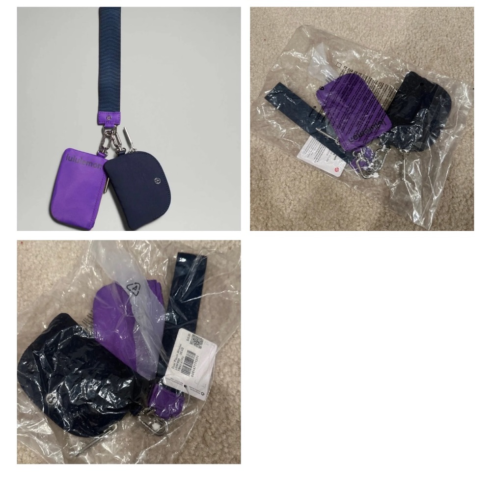 NWT Lululemon Dual Pouch Wristlet 
Color True Navy Atomic Purple